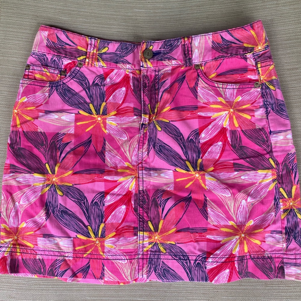 Lily Pulitzer corduroy floral pink mini skirt